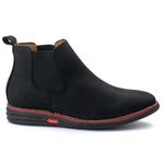 Bota Botina Chelsea Couro Sola Borracha Palmilha Anatomica Preto Fosco