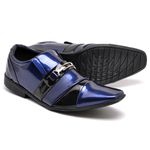 Sapato Social Masculino Top Franca Shoes Verniz Preto / Azul