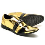 Sapato Social Masculino Top Franca Shoes Verniz Preto / Dourado