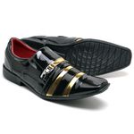 Sapato Social Masculino Top Franca Shoes Verniz Preto / Dourado