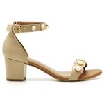 Sandália Feminina Top Franca Shoes Salto Alto Grosso Pedras Nude