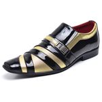 Sapato Social Masculino Top Franca Shoes Verniz Preto Dourado