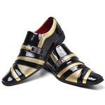 Sapato Social Masculino Top Franca Shoes Verniz Preto Dourado