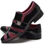 Sapato Social Masculino Top Franca Shoes Verniz Preto Vermelho