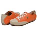 Mocatênis Feminino Top Franca Shoes Laranja e Bege