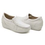 Sapato Feminino Mocassim Comfort Anatomico Enfermagem Dentista Branco