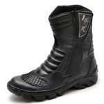 Bota Coturno Motociclista Couro Semi Impermeável Preto