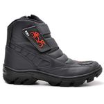 Bota Coturno Motociclista Couro Semi Impermeável Preto