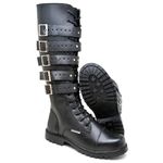 Bota Coturno Cano Alto Unissex Motociclista Rockeiro Gotico Punk Fulgore