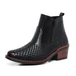 Bota Masculina Botina Texana Country Em Couro Trice Legitimo Com Ziper Preto