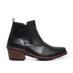 Bota Masculina Botina Texana Country Em Couro Trice Legitimo Com Ziper Preto