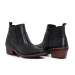 Bota Masculina Botina Texana Country Em Couro Trice Legitimo Com Ziper Preto