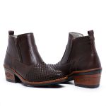 Bota Masculina Botina Texana Country Em Couro Trice Legitimo Com Ziper Cafe