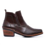 Bota Masculina Botina Texana Country Em Couro Trice Legitimo Com Ziper Cafe