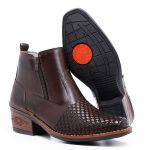 Bota Masculina Botina Texana Country Em Couro Trice Legitimo Com Ziper Cafe