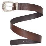 Cinto Feminino Estilo Cowgirl Country Em Couro Com Fivela Prata Rodeio Cor Caramelo