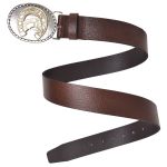 Cinto Masculino Estilo Cowboy Country Em Couro Com Fivela Ferradura Mangalarga Rodeio Cor Caramelo