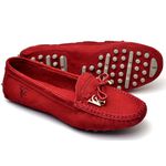 Mocassim Drive Sapatilha Feminina Via Confort Couro Vermelho