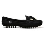 Mocassim Drive Sapatilha Feminina Via Confort Couro Preto