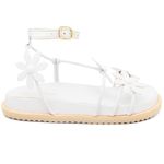 Sandalia Birken Feminina Papete De Slide Tiras Com Flores Branco