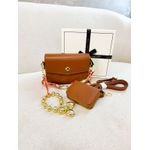 Kit Bolsa Porta cartão e chaveiro café