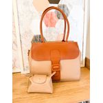 Bolsa Celina nude com caramelo