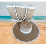 Kit bolsa + chapéu praia palha