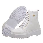 Bota Coturno Feminino Branco Sola Tratorada 