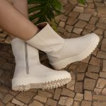 Bota Coturno Feminino Off White