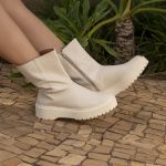 Bota Coturno Feminino Off White