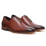 Sapato Social Oxford Wholecut Masculino em Couro Legítimo Havana