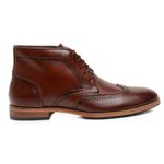 Bota Casual Masculina Cano Curto Brogue Couro Marrom Zermatt