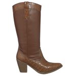 Bota Feminina Texana Cano Longo Croco Marrom Caramelo