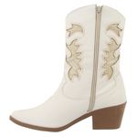  Bota Feminina Country com Bordado Off White