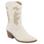  Bota Feminina Country com Bordado Off White