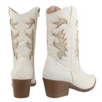  Bota Feminina Country com Bordado Off White