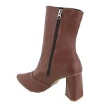 Bota Feminina Marrom Cano Médio Zíper na Lateral