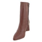 Bota Feminina Marrom Cano Médio Zíper na Lateral