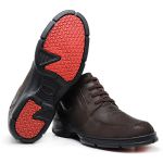Bota Ortopédica Masculino em Couro Legítimo com Zíper e Elástico Laterais cor Marrom Café
