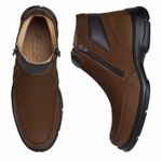 Bota Ortopédica Masculina em Couro Nobuck com Zíper cor Oliva