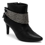 Bota Feminina Cano Curto Preta com Strass