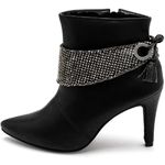 Bota Feminina Cano Curto Preta com Strass