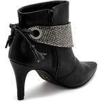 Bota Feminina Cano Curto Preta com Strass