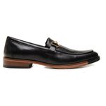 Sapato Social Mocassim Loafer Masculino Bridão Dourado Couro Preto