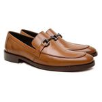 Sapato Social Mocassim Loafer Bridão Preto Couro Legítimo Caramelo