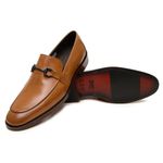 Sapato Social Mocassim Loafer Bridão Preto Couro Legítimo Caramelo