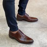 Sapato Social Masculino com Cadarço Derby Couro Legítimo Marrom Linha Comfort