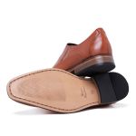 Sapato Social Loafer Masculino Liso Couro Pinhão Confortável