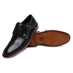 Sapato Social Monk Strap Couro Legítimo Preto