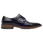 Sapato Social Monk Strap Masculino Couro Legítimo Preto Texturizado